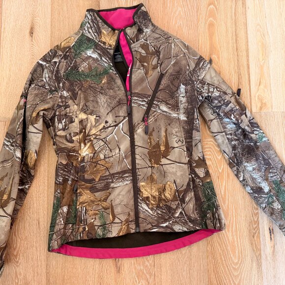 Realtree Women's Softshell Jacket M 8-10 Xtra Camo Hot Pink Fleece Lined - Picture 2 of 5